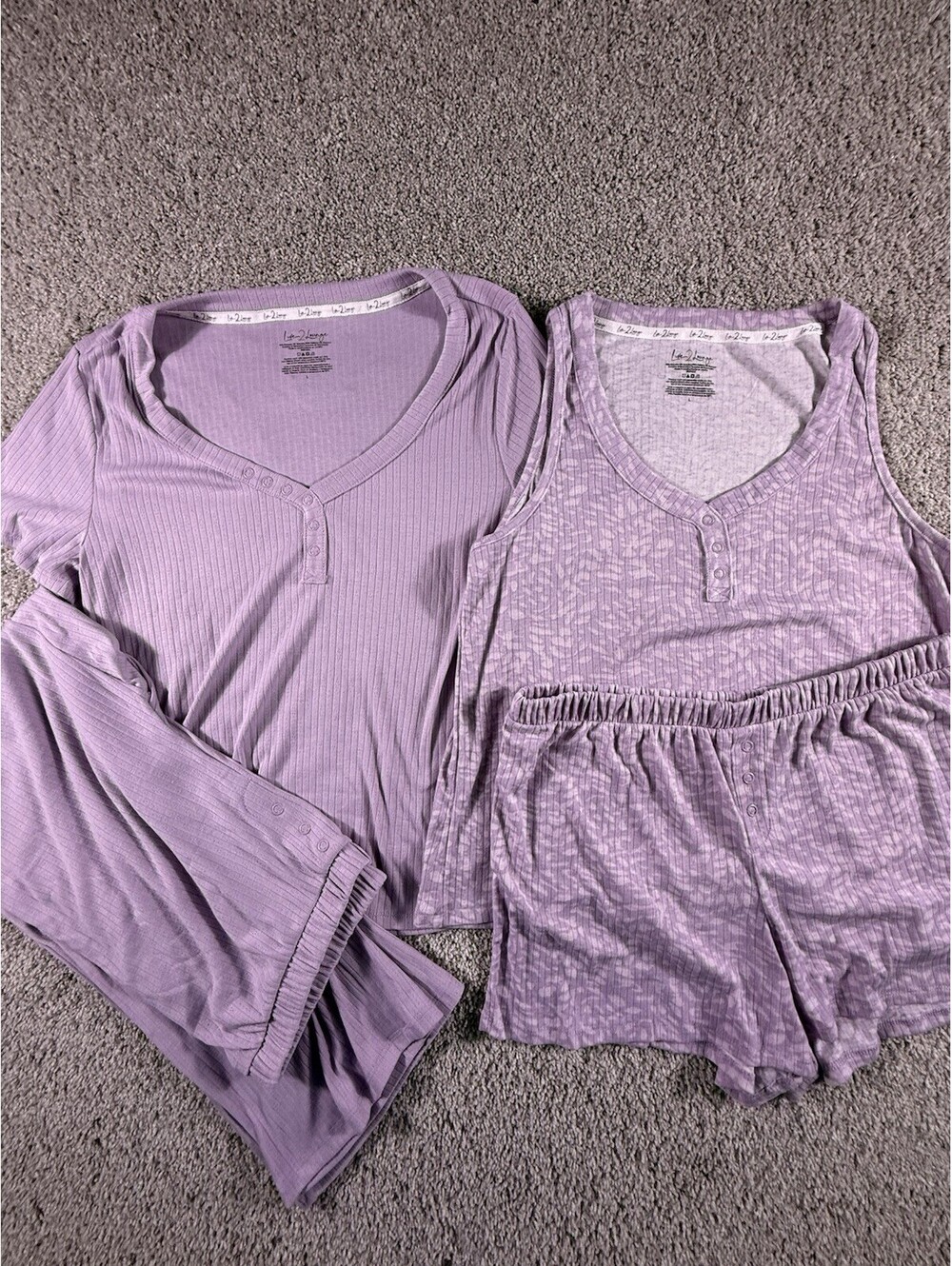 NWOT Women’s LIVE 2 LOUNGE 4-Pc Pointelle Lounge Set: Tee, Tank, Short & Pant L